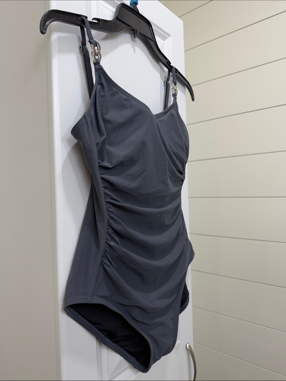 Michael Kors Charcoal Gray Ruched One-Piece Swimsuit - Picture 7 of 8